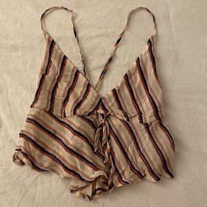 American Eagle Striped Cross Back Crop Top (Size Medium)